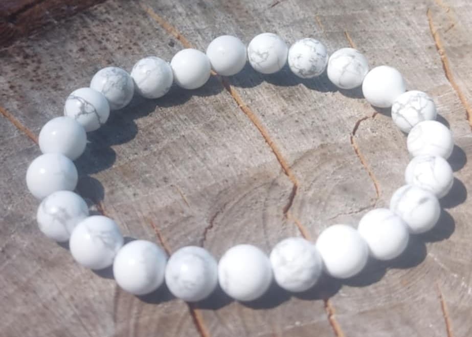Bracelet boule 08mm - Howlite blanche A