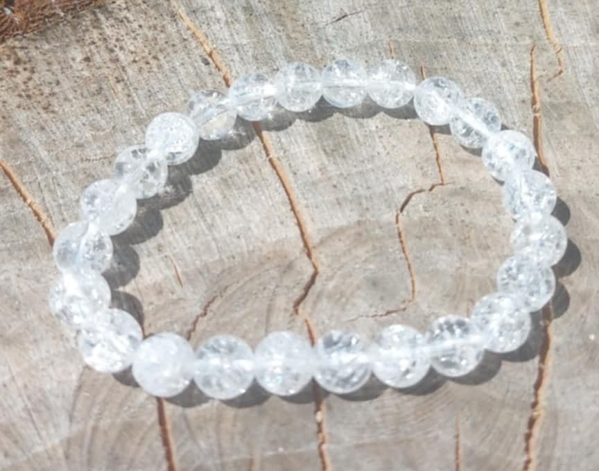 Bracelet boule 08mm cristal de roche crack A