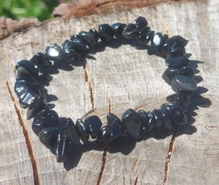 Bracelet baroque obsidienne noire A